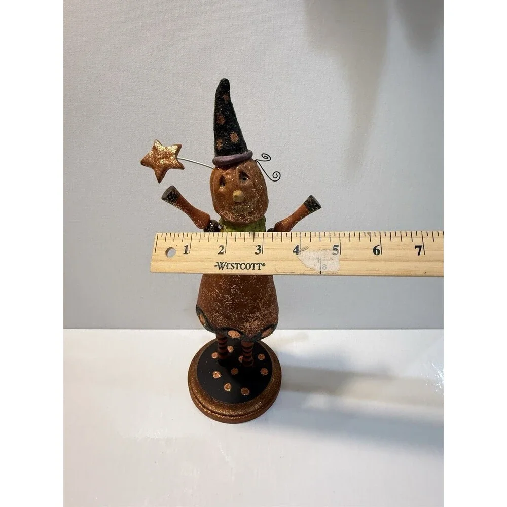 Primitive Pumpkin Jack O Lantern Resin Figurine Halloween Artist E. Smithson MCM